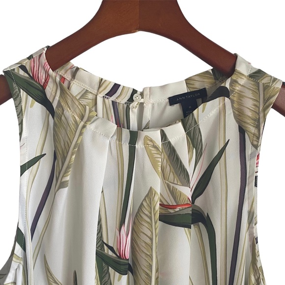 Ann Taylor Ruffle Mock Neck Floral Sleeveless Blouse - Picture 7 of 7